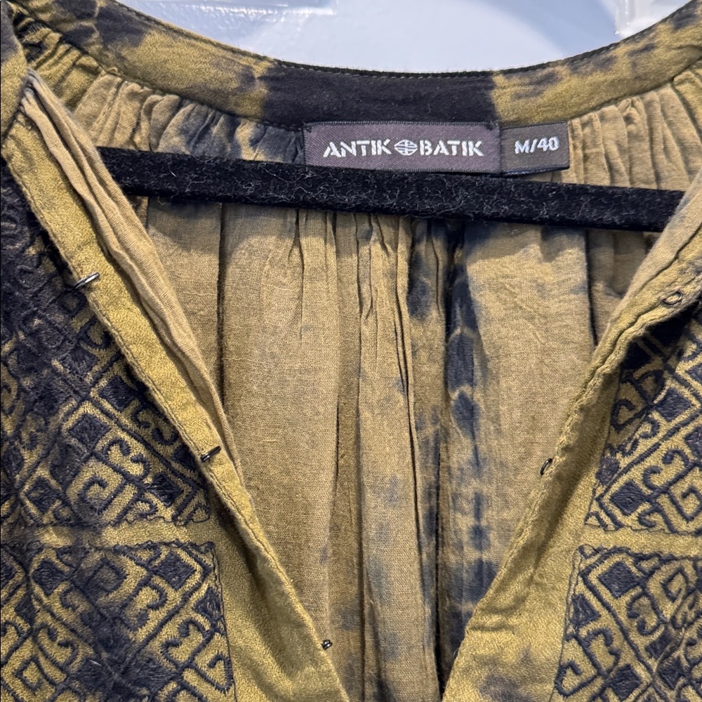 ANTIK BATIK ARTISAN Hand-Dyed Tunic Dress resort wear vacation one of a kind - Picture 9 of 12
